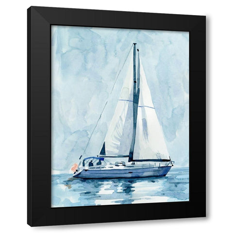 Lone Sailboat II Black Modern Wood Framed Art Print by Caroline, Emma