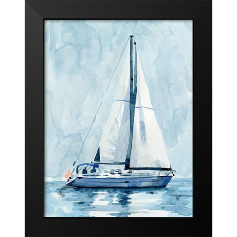 Lone Sailboat II Black Modern Wood Framed Art Print by Caroline, Emma