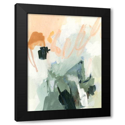 Moss and Peach I Black Modern Wood Framed Art Print with Double Matting by Barnes, Victoria