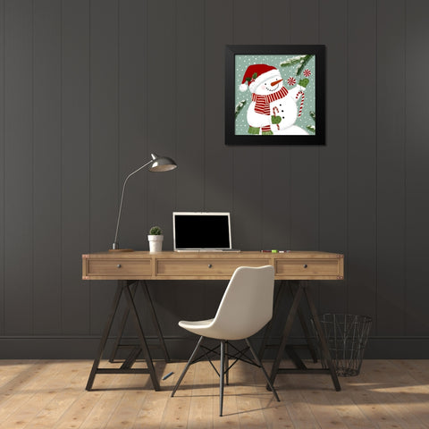 Peppermint Snowman I Black Modern Wood Framed Art Print by Barnes, Victoria