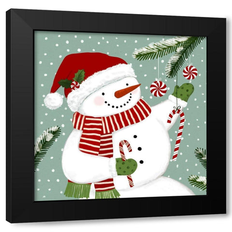 Peppermint Snowman I Black Modern Wood Framed Art Print with Double Matting by Barnes, Victoria