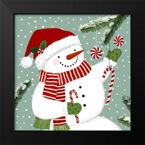 Peppermint Snowman I Black Modern Wood Framed Art Print by Barnes, Victoria