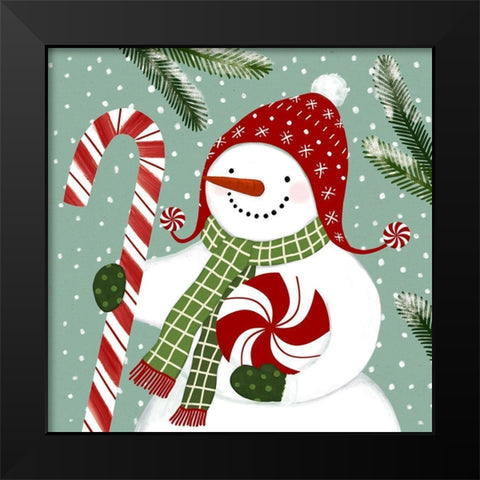 Peppermint Snowman II Black Modern Wood Framed Art Print by Barnes, Victoria