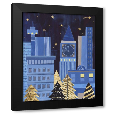 Holiday Night I Black Modern Wood Framed Art Print with Double Matting by Wang, Melissa