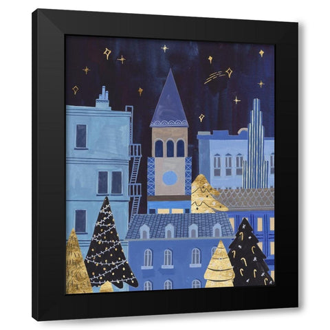 Holiday Night II Black Modern Wood Framed Art Print with Double Matting by Wang, Melissa