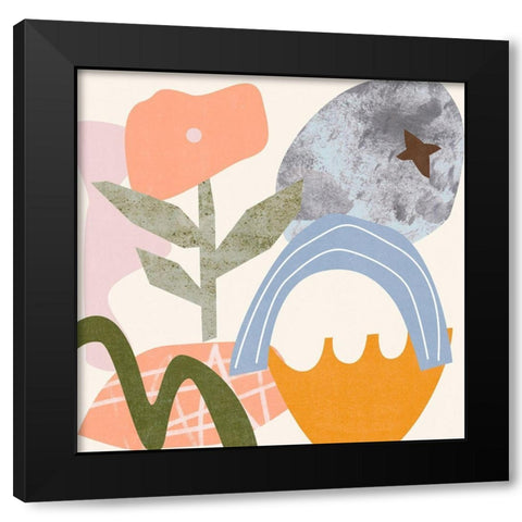 Lunar Flower I Black Modern Wood Framed Art Print with Double Matting by Wang, Melissa