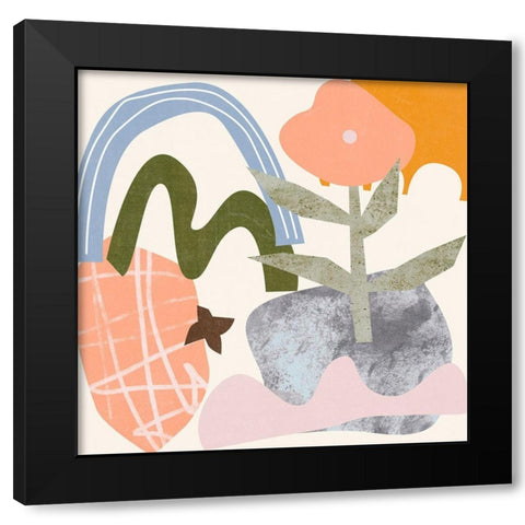 Lunar Flower III Black Modern Wood Framed Art Print with Double Matting by Wang, Melissa