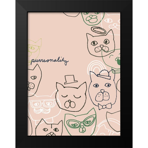 Cattitude II Black Modern Wood Framed Art Print by Vess, June Erica