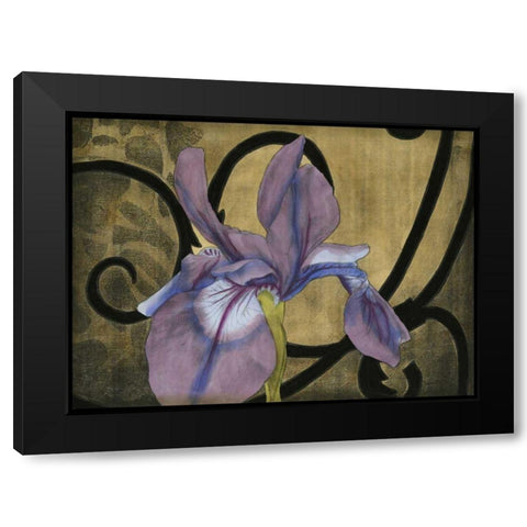 Iris and Scrolls I Black Modern Wood Framed Art Print with Double Matting by Goldberger, Jennifer