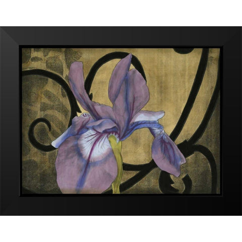 Iris and Scrolls I Black Modern Wood Framed Art Print by Goldberger, Jennifer