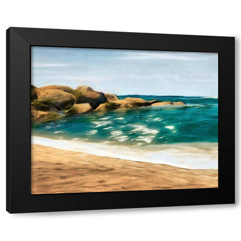 Ocean Rocks II Black Modern Wood Framed Art Print with Double Matting by Saunders, Alonzo
