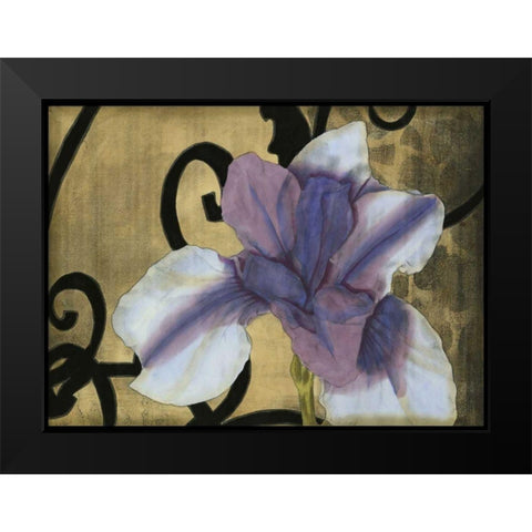 Iris and Scrolls II Black Modern Wood Framed Art Print by Goldberger, Jennifer