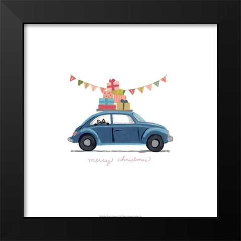 Retro Winter Celebration I Black Modern Wood Framed Art Print by Vess, June Erica