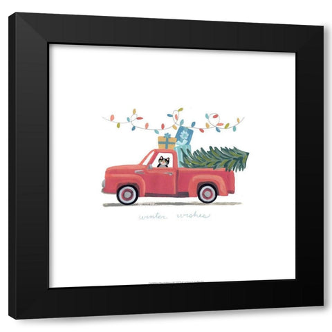 Retro Winter Celebration II Black Modern Wood Framed Art Print with Double Matting by Vess, June Erica