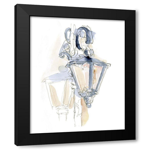 Watercolor Street Lamp I Black Modern Wood Framed Art Print by Harper, Ethan