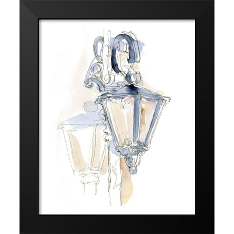 Watercolor Street Lamp I Black Modern Wood Framed Art Print by Harper, Ethan