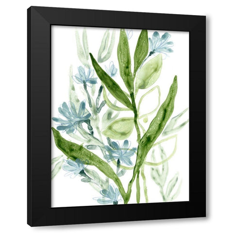 Meadow Blues I Black Modern Wood Framed Art Print with Double Matting by Vess, June Erica