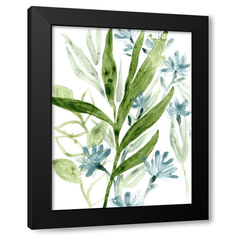 Meadow Blues II Black Modern Wood Framed Art Print with Double Matting by Vess, June Erica