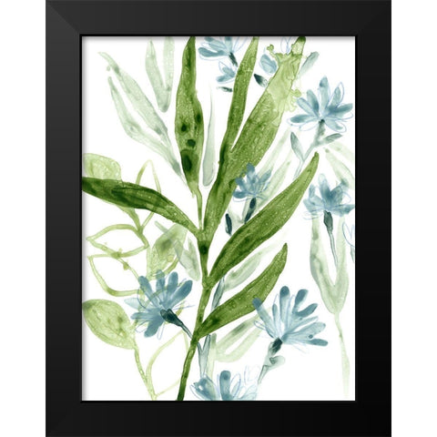Meadow Blues II Black Modern Wood Framed Art Print by Vess, June Erica