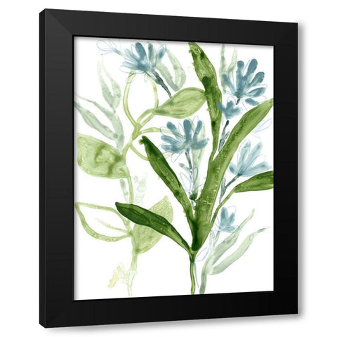 Meadow Blues III Black Modern Wood Framed Art Print by Vess, June Erica