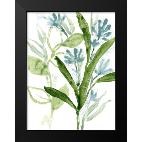 Meadow Blues III Black Modern Wood Framed Art Print by Vess, June Erica