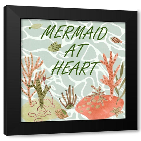 Mermaid at Heart I Black Modern Wood Framed Art Print with Double Matting by Wang, Melissa