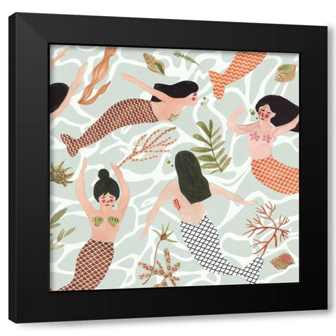 Mermaid at Heart III Black Modern Wood Framed Art Print with Double Matting by Wang, Melissa