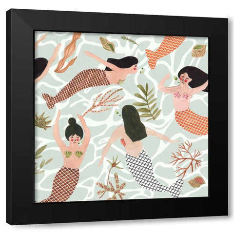 Mermaid at Heart III Black Modern Wood Framed Art Print by Wang, Melissa