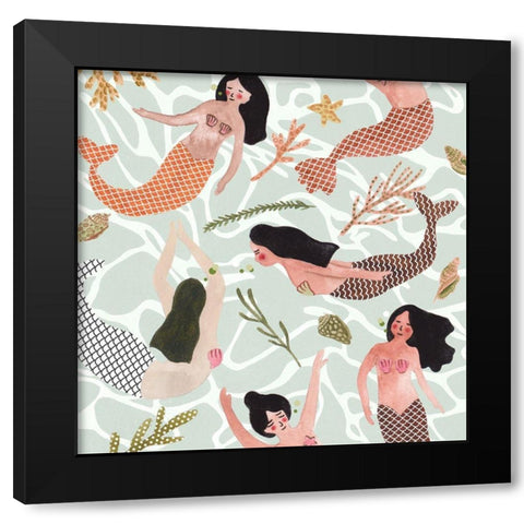 Mermaid at Heart IV Black Modern Wood Framed Art Print with Double Matting by Wang, Melissa