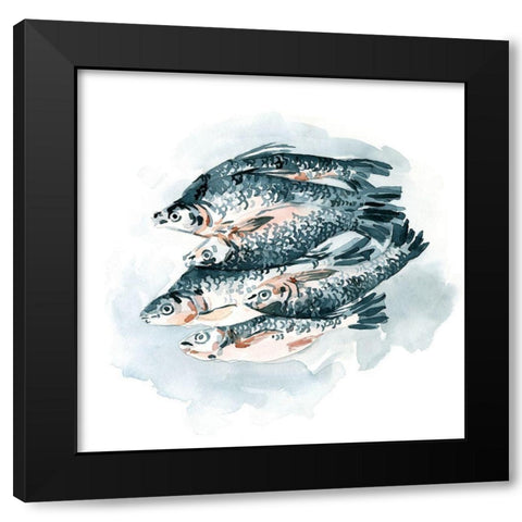 Fish for Dinner II Black Modern Wood Framed Art Print with Double Matting by Caroline, Emma