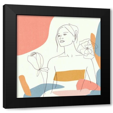 Floral Fantasies I Black Modern Wood Framed Art Print with Double Matting by Wang, Melissa