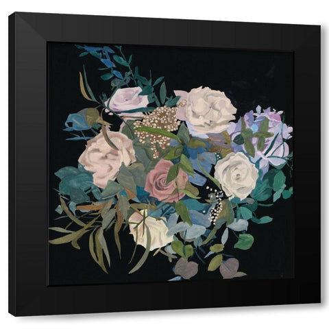 Violet Bouquet I Black Modern Wood Framed Art Print with Double Matting by Wang, Melissa