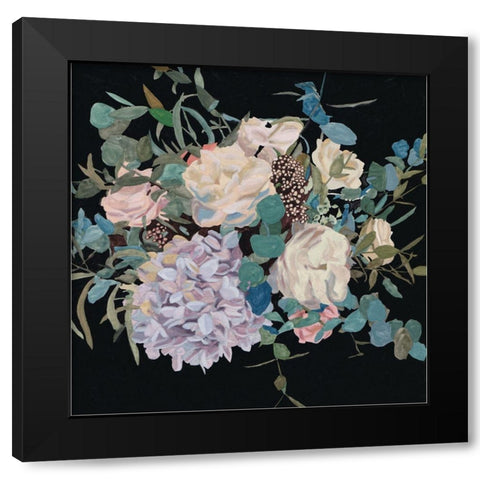 Violet Bouquet II Black Modern Wood Framed Art Print with Double Matting by Wang, Melissa