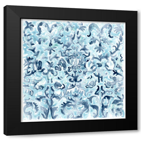 Azure Mosaic Tile III Black Modern Wood Framed Art Print by Vess, June Erica