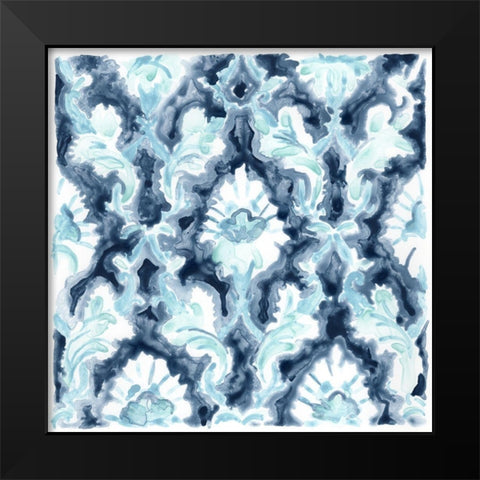 Azure Mosaic Tile IV Black Modern Wood Framed Art Print by Vess, June Erica