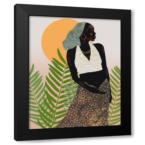 Her Grace Black Modern Wood Framed Art Print with Double Matting by Saunders, Alonzo