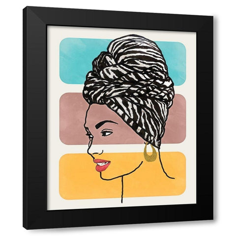 Head Wrap II Black Modern Wood Framed Art Print by Saunders, Alonzo