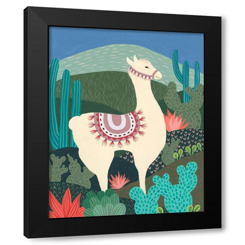 Desert Llama I Black Modern Wood Framed Art Print with Double Matting by Moore, Regina