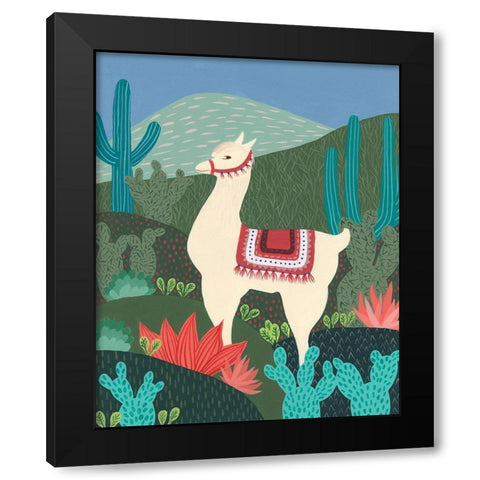 Desert Llama II Black Modern Wood Framed Art Print with Double Matting by Moore, Regina