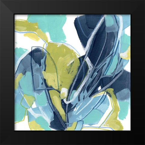 Blue Tangent II Black Modern Wood Framed Art Print by Vess, June Erica