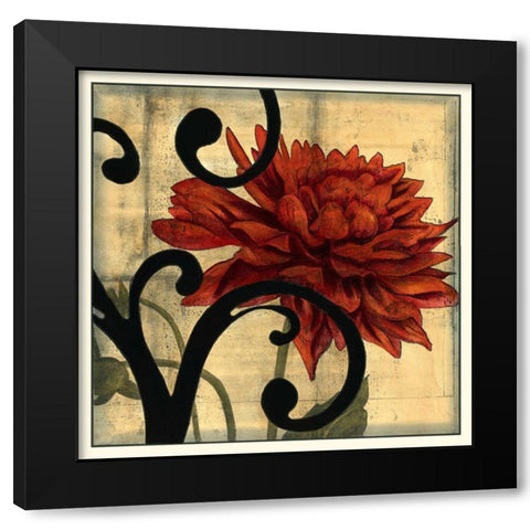 Dahlias and Scrolls IV Black Modern Wood Framed Art Print with Double Matting by Goldberger, Jennifer