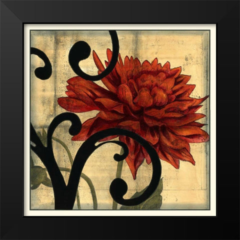 Dahlias and Scrolls IV Black Modern Wood Framed Art Print by Goldberger, Jennifer