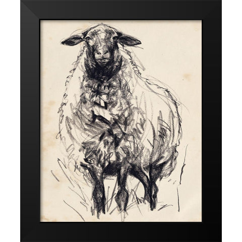 Charcoal Sheep I Black Modern Wood Framed Art Print by Parker, Jennifer Paxton