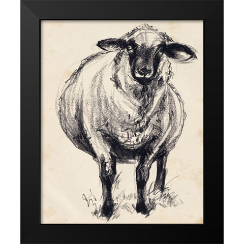 Charcoal Sheep II Black Modern Wood Framed Art Print by Parker, Jennifer Paxton
