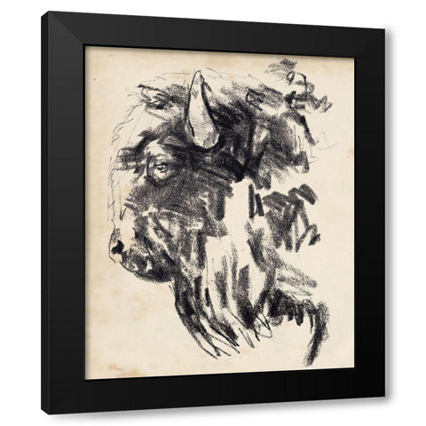 Bison Head Gesture II Black Modern Wood Framed Art Print by Parker, Jennifer Paxton