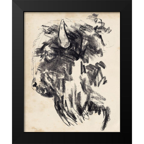 Bison Head Gesture II Black Modern Wood Framed Art Print by Parker, Jennifer Paxton