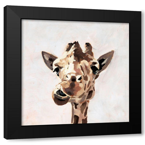 Giraffes Gaze II Black Modern Wood Framed Art Print with Double Matting by Barnes, Victoria