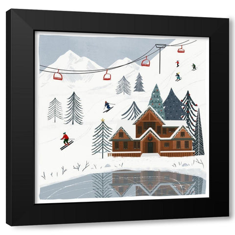 Ski Slope I Black Modern Wood Framed Art Print with Double Matting by Barnes, Victoria