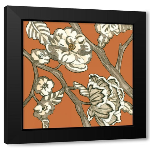 Butterscotch Chintz I Black Modern Wood Framed Art Print by Zarris, Chariklia