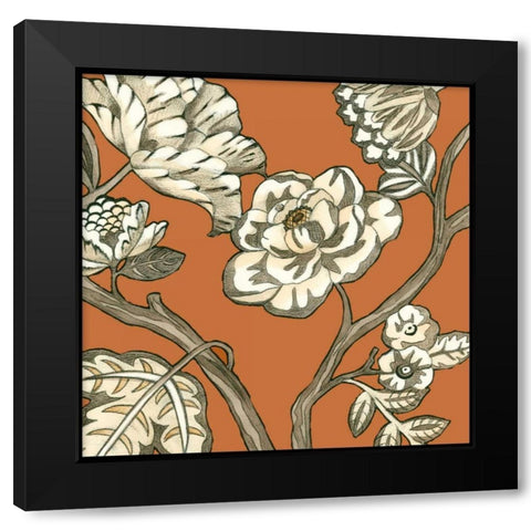 Butterscotch Chintz II Black Modern Wood Framed Art Print with Double Matting by Zarris, Chariklia